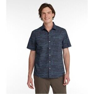 LL Bean Adventure Button Up Shirt Men XL Linear Dot Shirt Carbon Navy Organic